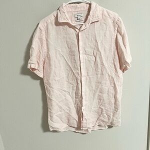 Reiss Mens Holiday 100% Linen Slim Fit Short Sleeve Shirt Size L